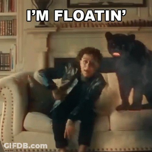 Man Sitting On Couch Next To Black Panther Says I'm Floatin GIF