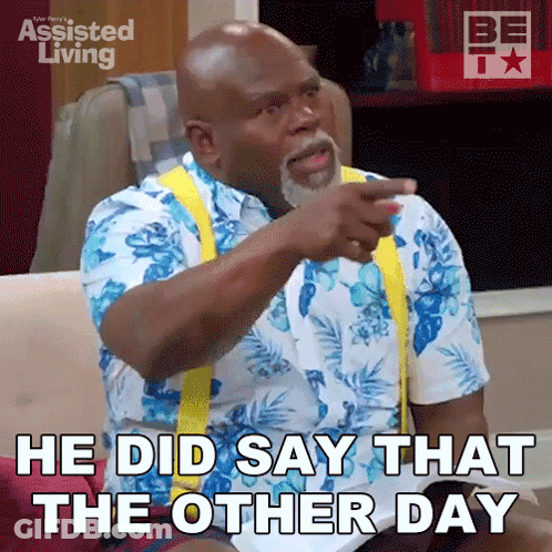 Man Sitting On Couch Pointing At Camera Saying He Did Say That GIF