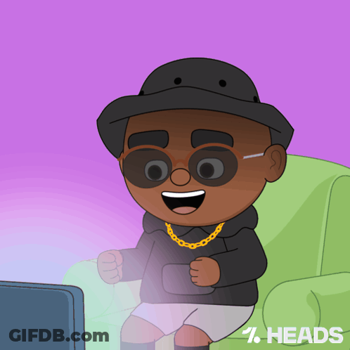 Man Sitting On Couch Saying Heads GIF