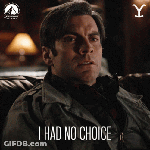 Man Sitting On Couch Saying I Had No Choice GIF