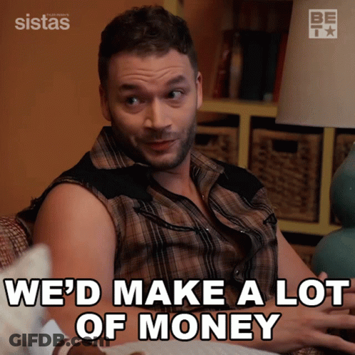 Man Sitting On Couch Saying We'd Make A Lot Of Money GIF