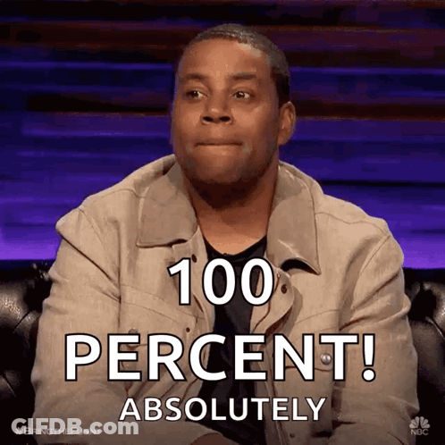 Man Sitting On Couch With 100 Percent Absolutely GIF