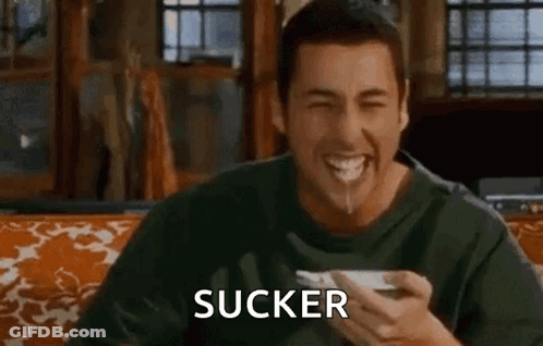 Man Sitting On Couch With Bowl Of Food Sucker GIF