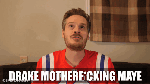 Man Sitting On Couch With Drake Motherfucking Maye GIF