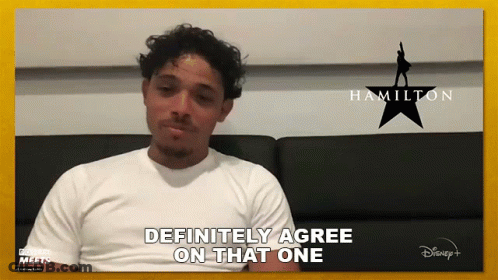 Man Sitting On Couch With Hamilton Poster GIF