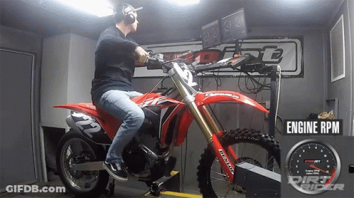 Man Sitting On Dirt Bike Saying Engine RPM GIF