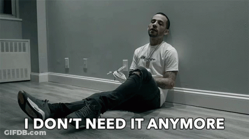 Man Sitting On Floor Saying I Don't Need It Anymore GIF