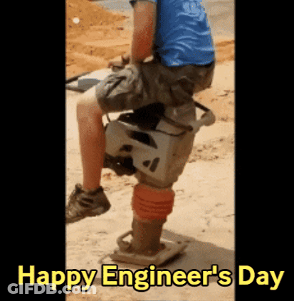 Man Sitting On Happy Engineer's Day Machine GIF