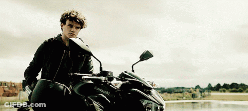 Man Sitting On Kawasaki Motorcycle With Helmet GIF