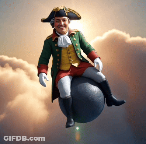 Man Sitting On Large Ball In Sky GIF