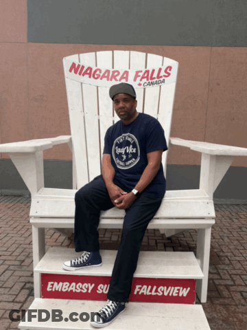 Man Sitting On Niagara Falls Canada Chair GIF
