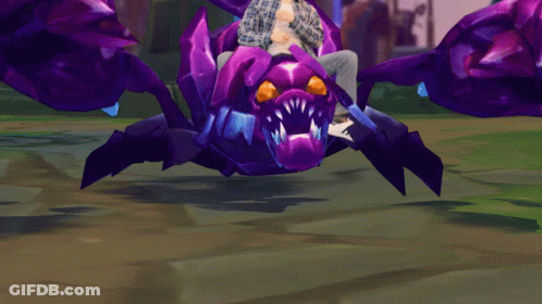 Man Sitting On Purple Monster With Orange Eyes GIF