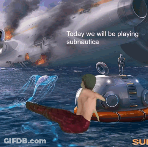 Man Sitting On Raft In Ocean GIF