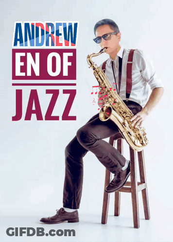 Man Sitting On Stool Playing Saxophone GIF