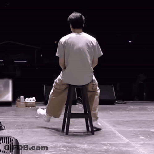 Man Sitting On Stool With Crossed Legs GIF
