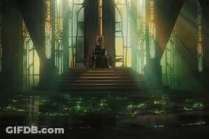 Man Sitting On Throne In Dark Room GIF
