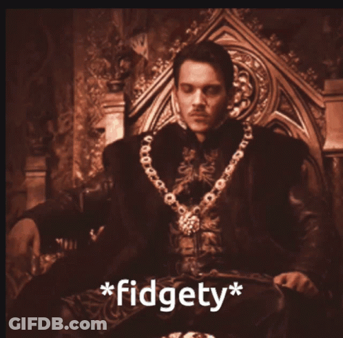 Man Sitting On Throne With Fidgety Above Him GIF