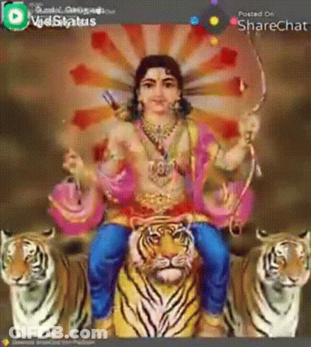 Man Sitting On Tiger Holding Bow And Arrow GIF
