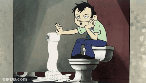 Man Sitting On Toilet Holding Toilet Paper GIF