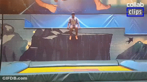 Man Sitting On Trampoline Edge Collab Clip GIF