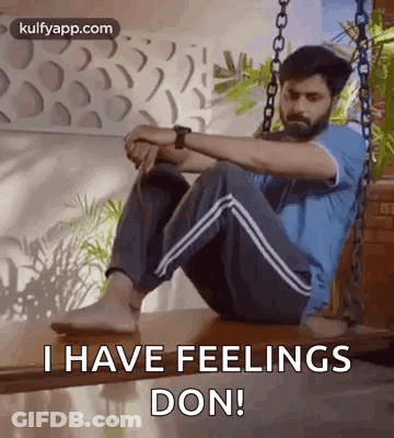 Man Sitting On Wooden Swing Saying I Have Feelings Don GIF