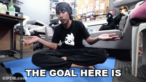Man Sitting On Yoga Mat With Goal Text GIF