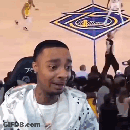 Man Sitting Watching Basketball On Computer GIF