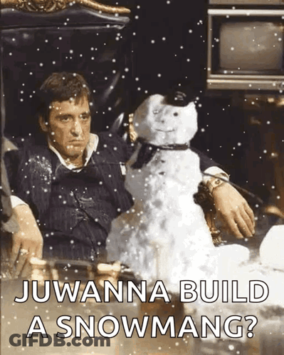 Man Sitting With Snowman Juwanna Build Snowman GIF