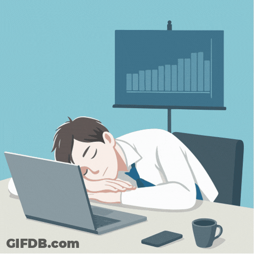 Man Sleeping On Desk In Front Of Laptop GIF