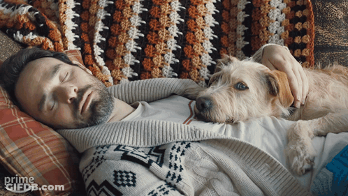 Man Sleeping With Dog On Chest Prime GIF