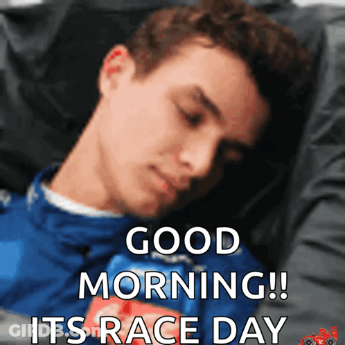 Man Sleeping With Good Morning Race Day GIF