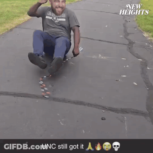 Man Sliding Down Sidewalk New Heights GIF