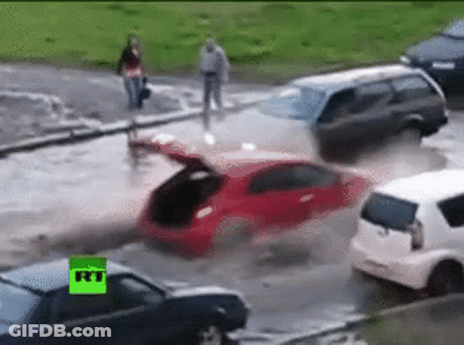 Man Sliding In The Flooding GIF