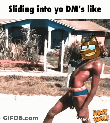 Man Sliding Into DMs With Dog Head GIF