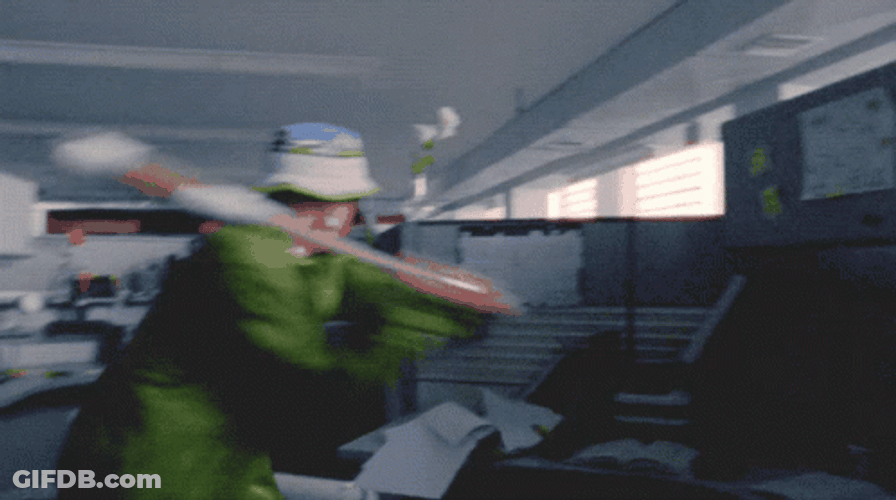 Man Smash At The Office Space GIF