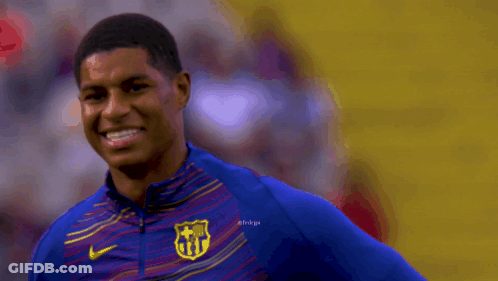Man Smiling In Blue FCB Shirt GIF