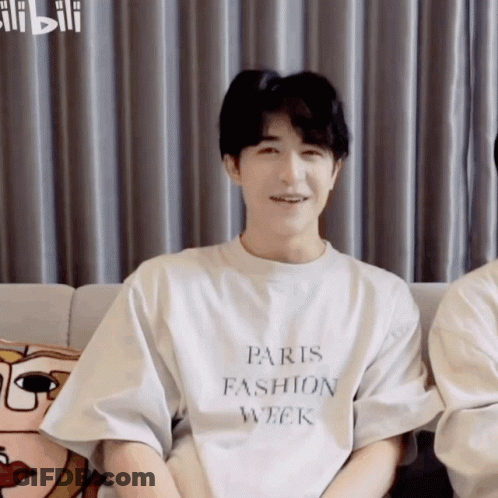 Man Smiling In Paris Fashion Week T-Shirt GIF