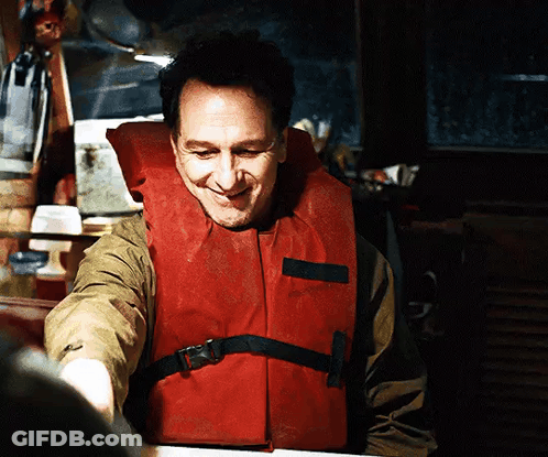 Man Smiling In Red Life Jacket GIF