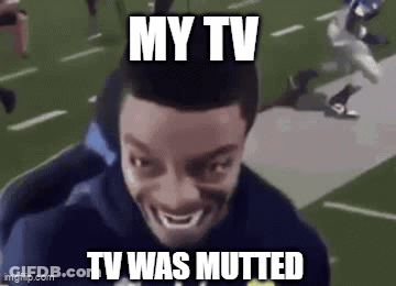 Man Smiling On Football Field Says My TV Was Muttled GIF