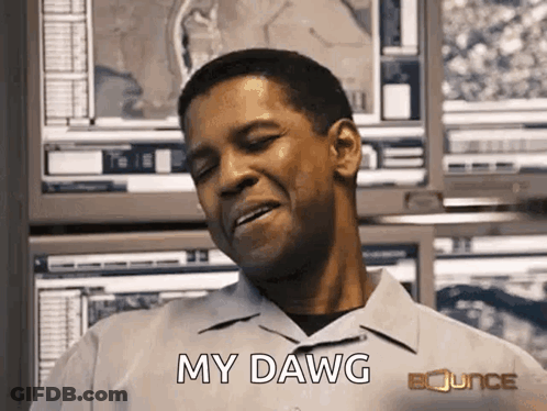 Man Smiling Saying My Dawg In Front Of Monitors GIF