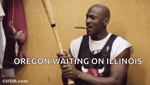 Man Smoking Cigar Holding Baseball Bat Oregon Waiting On Illinois GIF