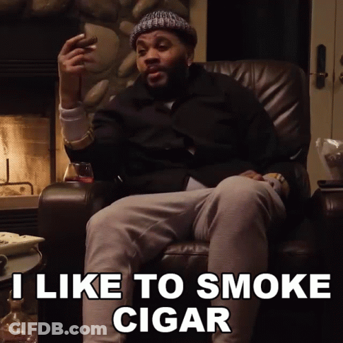 Man Smoking Cigar Saying I Like To Smoke GIF