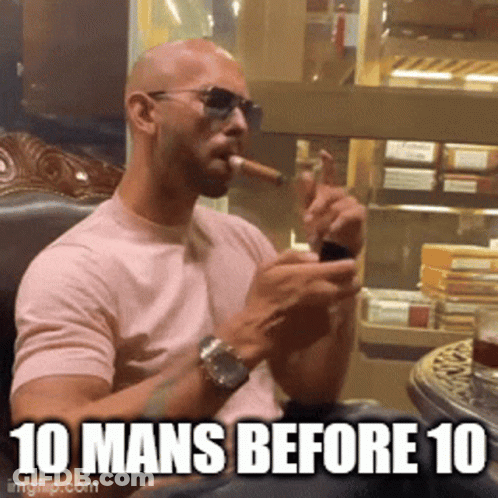 Man Smoking Cigar With 10 Mans Before 10 GIF