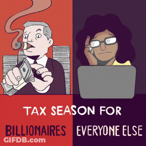 Man Smoking Cigar Woman Laptop Tax Season Billionaires GIF