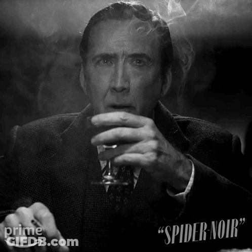 Man Smoking Cigarette Drinking Wine Spider Noir GIF