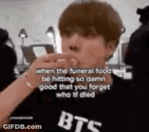 Man Smoking Cigarette In Black BTS T-Shirt GIF