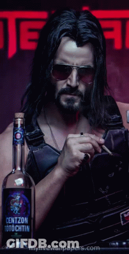 Man Smoking Cigarette In Front Of Centzon Totohtin Bottle GIF