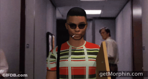 Man Smoking Cigarette In Hallway With Getmorphin.com GIF