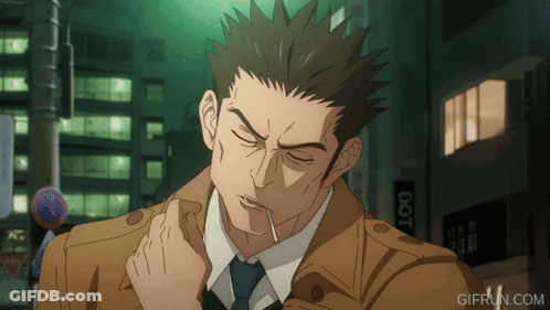 Man Smoking Cigarette Next To Doo Sign GIF