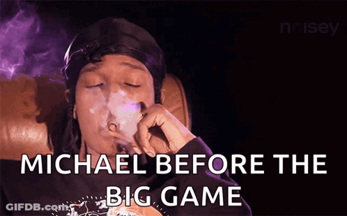 Man Smoking Cigarette Saying Michael Before The Big Game GIF
